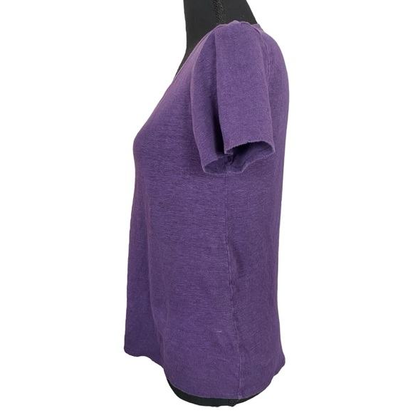 EILEEN FISHER ☆ 100% Linen Crew Neck Short Sleeve Tee T-Shirt ☆ Purple ☆ Size PS - Picture 2 of 4